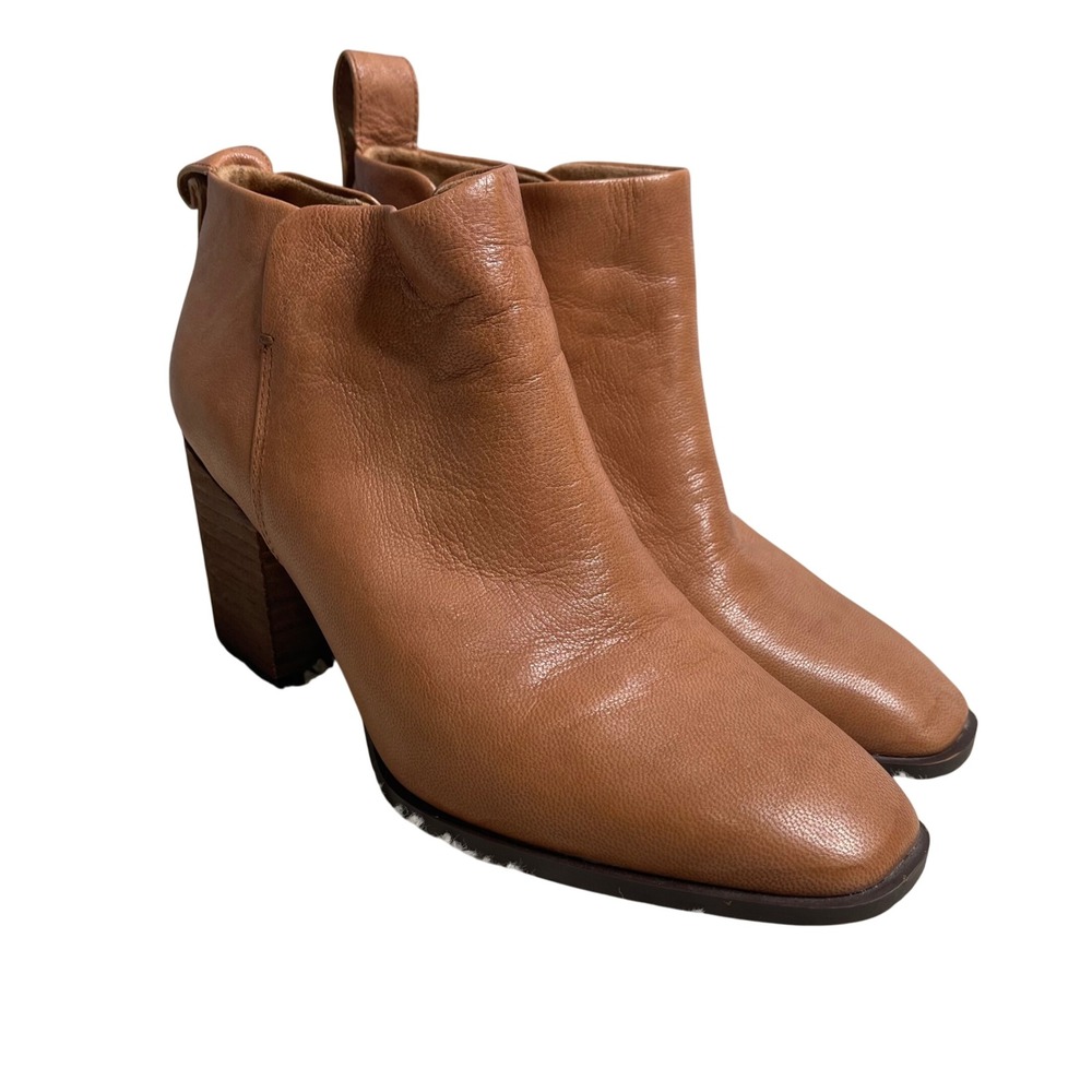 Vionic Lyssa Distressed Leather Ankle Boot Womens 8 Tan‎ Comfort Orthotic Bootie